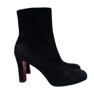 Christian Louboutin Black Suede Miss Tack 85 Bootie Ankle Boots 35.5